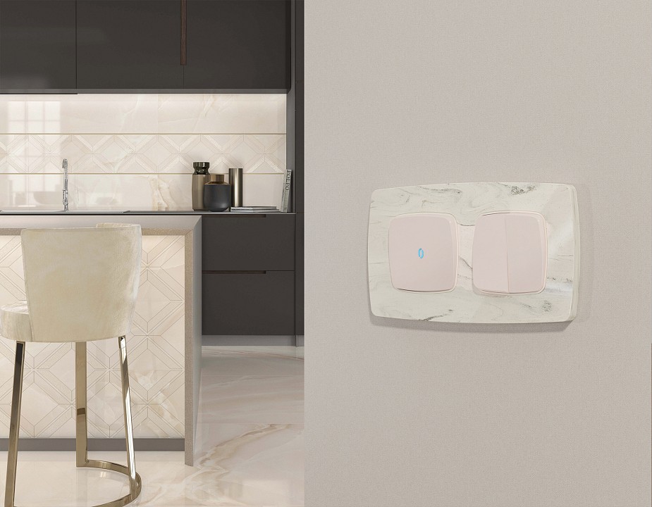 Выключатель перекрестный двухклавишный без рамки Ambrella Volt OMEGA MO203030