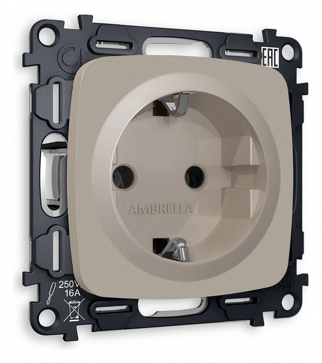 Розетка с заземлением, без рамки Ambrella Volt Quant MO366010