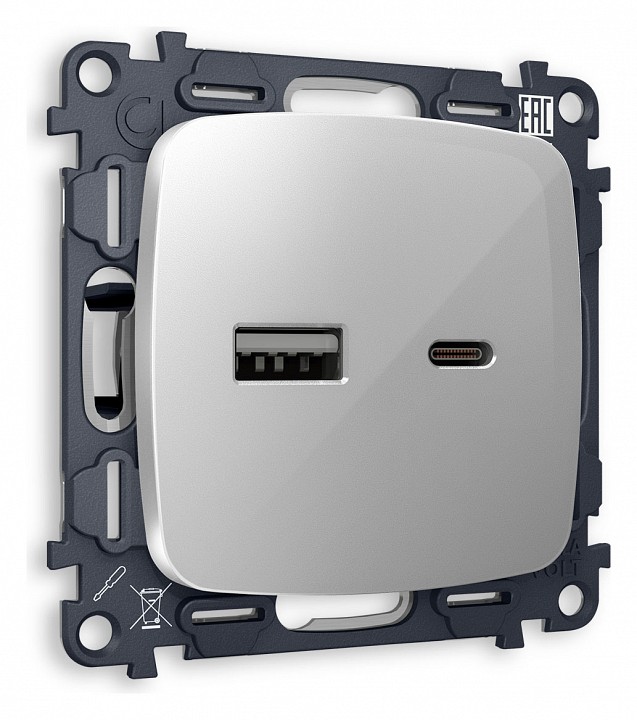 Розетка 2хUSB type A и C без рамки Ambrella Volt Quant MO411010