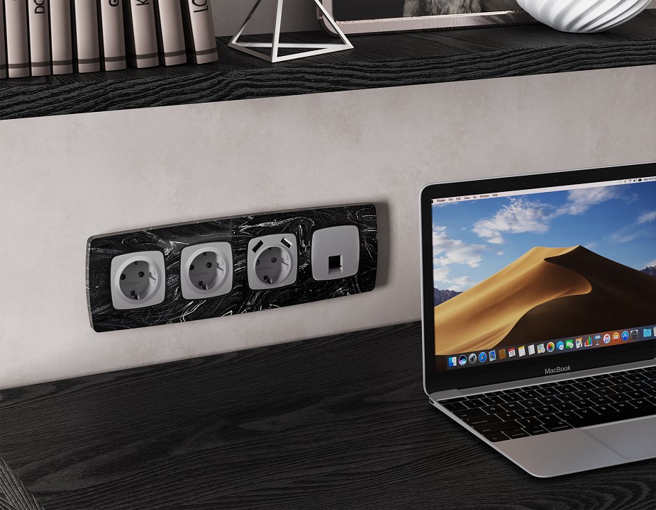 Розетка Ethernet RJ-45 и со шторками, без рамки Ambrella Volt OMEGA MO512005