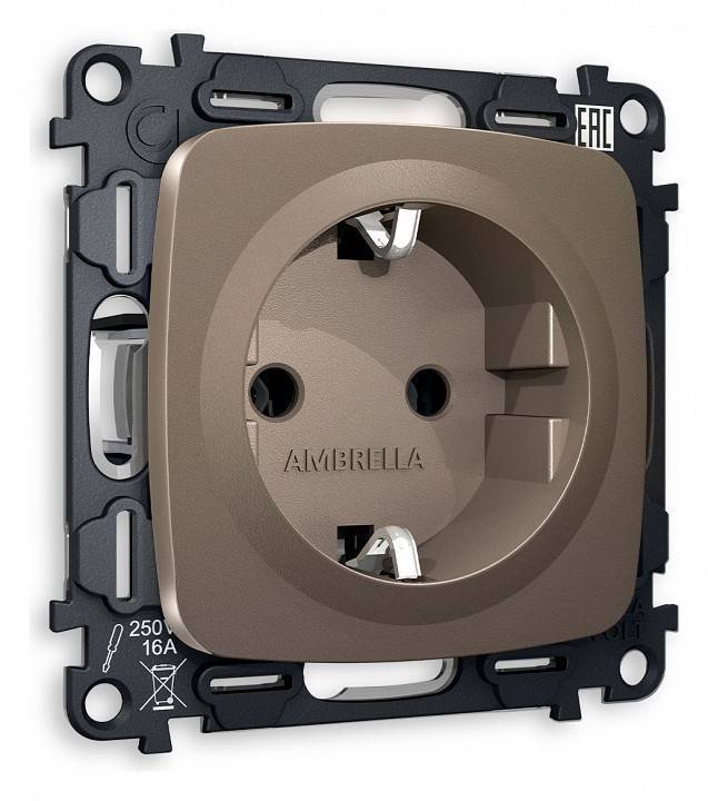 Розетка с заземлением, без рамки Ambrella Volt Quant MO636010