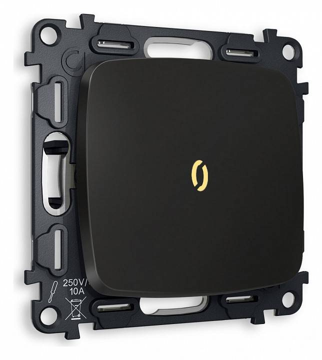 Выключатель одноклавишный с подсветкой без рамки Ambrella Volt Quant MO802010