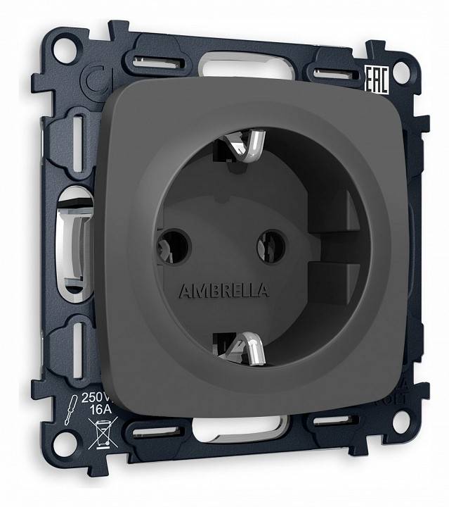 Розетка с заземлением, без рамки Ambrella Volt Quant MO906010