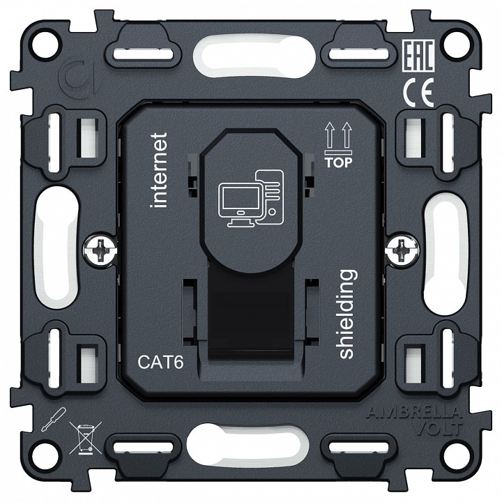 Механизм розетки телефонной RJ-11 со шторкам Ambrella Volt QUANT VM185