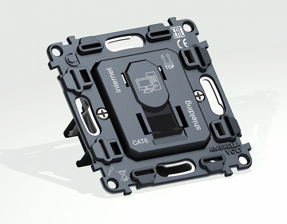 Механизм розетки телефонной RJ-11 со шторкам Ambrella Volt QUANT VM185