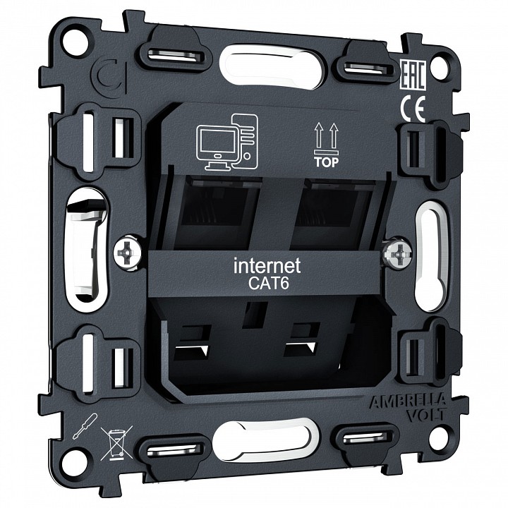 Механизм розетки телефонной RJ-11 со шторкам Ambrella Volt QUANT VM189