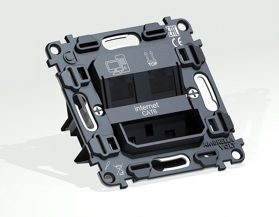 Механизм розетки телефонной RJ-11 со шторкам Ambrella Volt QUANT VM189