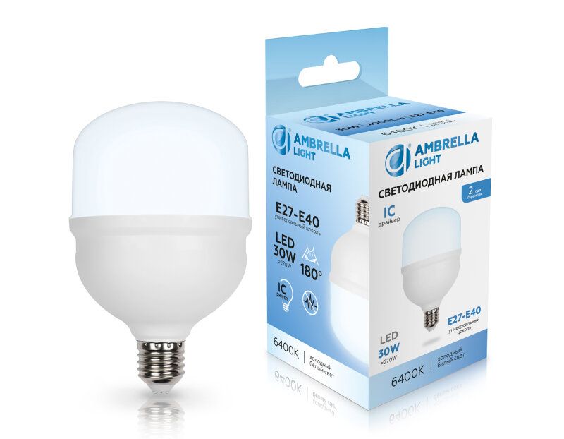 Лампа светодиодная Ambrella Light E27-E40 E27, E40 30Вт 6400K 1003006