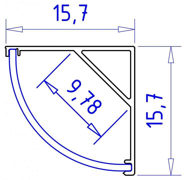 Профиль накладной угловой внутренний Ambrella Light GP GP2100BK