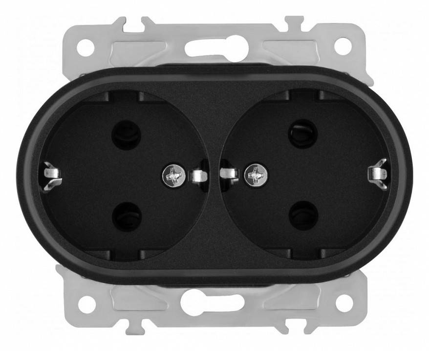 Розетка двойная с заземлением без рамки Arte Milano am-202 черная 202.40-2.black