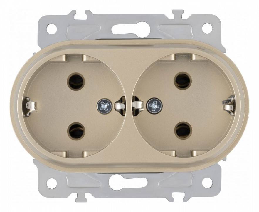 Розетка двойная с заземлением, без рамки Arte Milano am-202 202.40-2.shampan