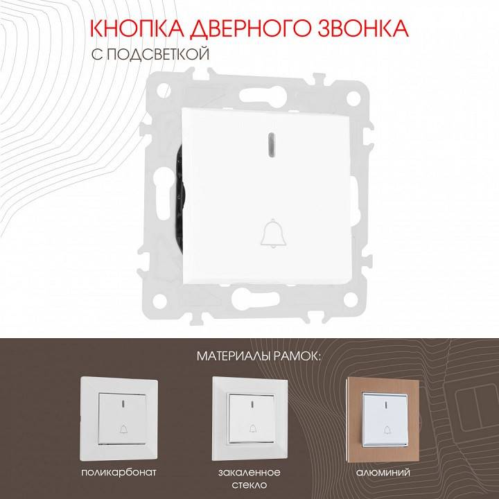 Кнопка звонка для жалюзи с подсветкой без рамки Arte Milano 203 203.37-1.white