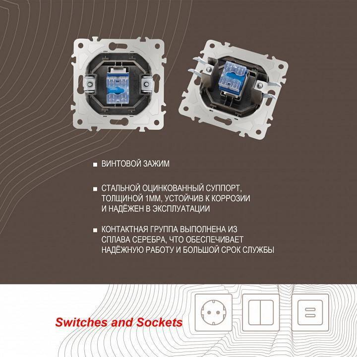 Розетка телефонная RJ-11 без рамки Arte Milano am-203 203.51-1.shampan