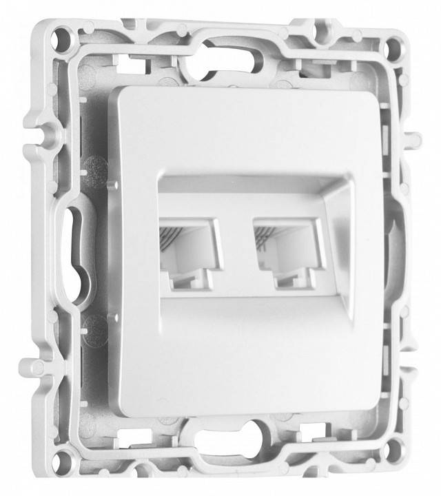 Розетка двойная RJ-11 и Ethernet RJ-45, без рамки Arte Milano am-217 217.44-1.silver