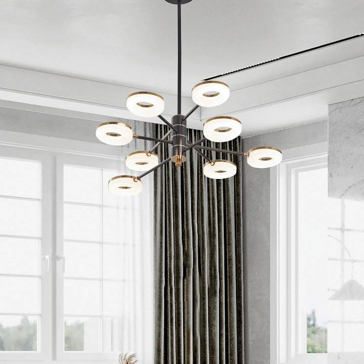 Люстра на штанге Arte Milano Ferrara 8 ламп светодиодная 276699/8 BK/GD