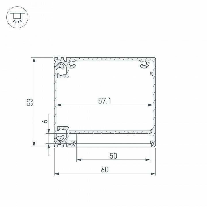 Профиль накладной Arlight BOX60-SIDE-2000 ANOD 2000 мм 017353