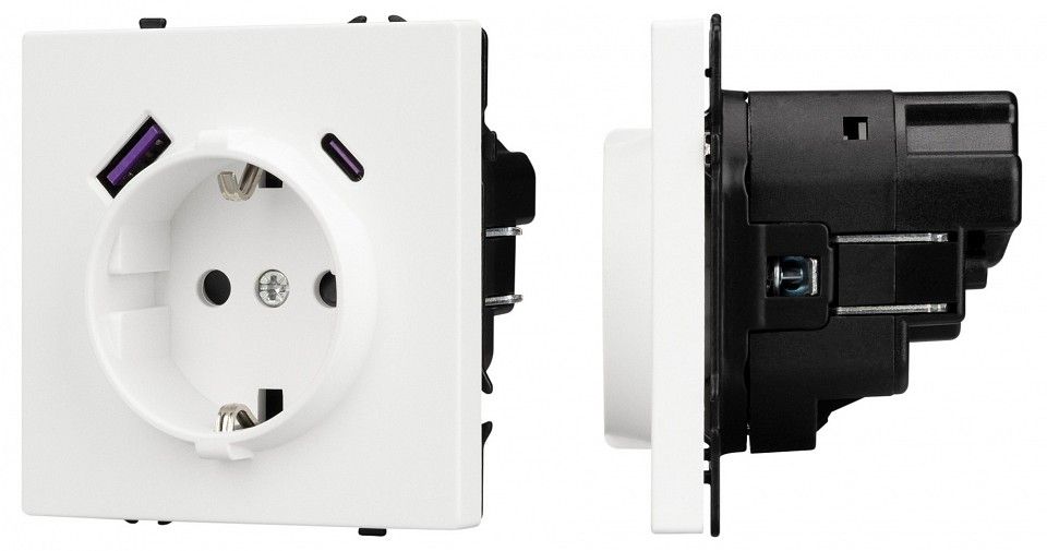 Розетка с заземлением и со шторкой и 2хUSB type A и C, без рамки Arlight NOBE 054284(1)