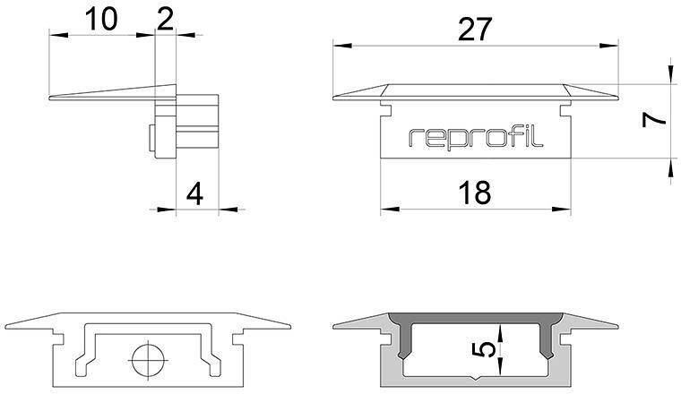 Набор заглушек для профиля Deko-Light P-ET-01-12 черные 10 шт. 978102