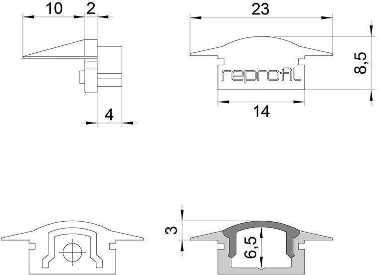 Набор заглушек для профиля Deko-Light F-ET-01-08 серебристый (10 шт) 978580
