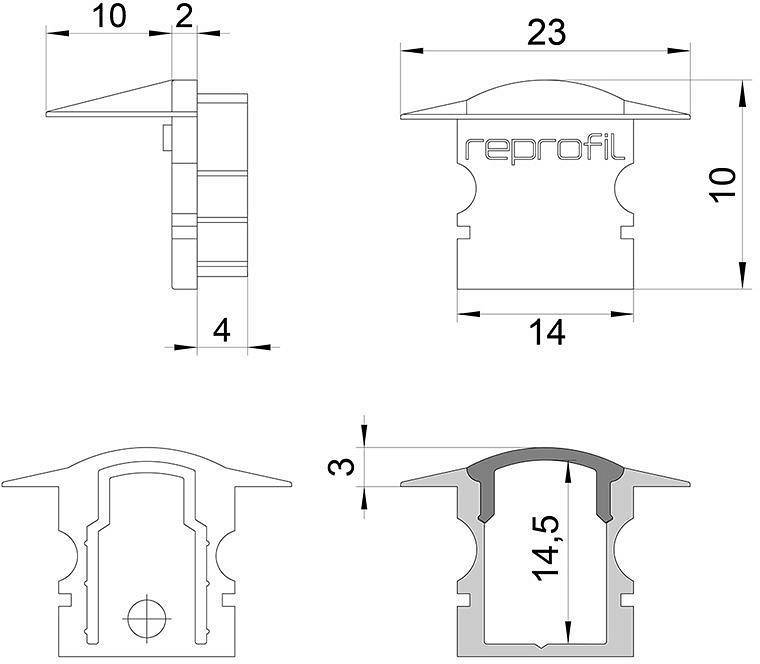 Набор заглушек для профиля Deko-Light F-ET-02-08 черный (10 шт) 978622