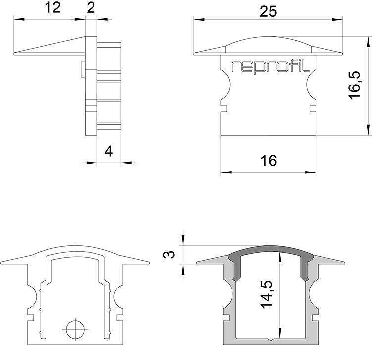 Набор заглушек для профиля Deko-Light F-ET-02-10 серебристый (10 шт) 978630