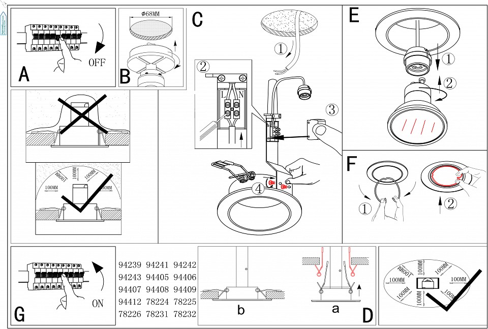 Встраиваемый светильник Eglo Peneto 94407