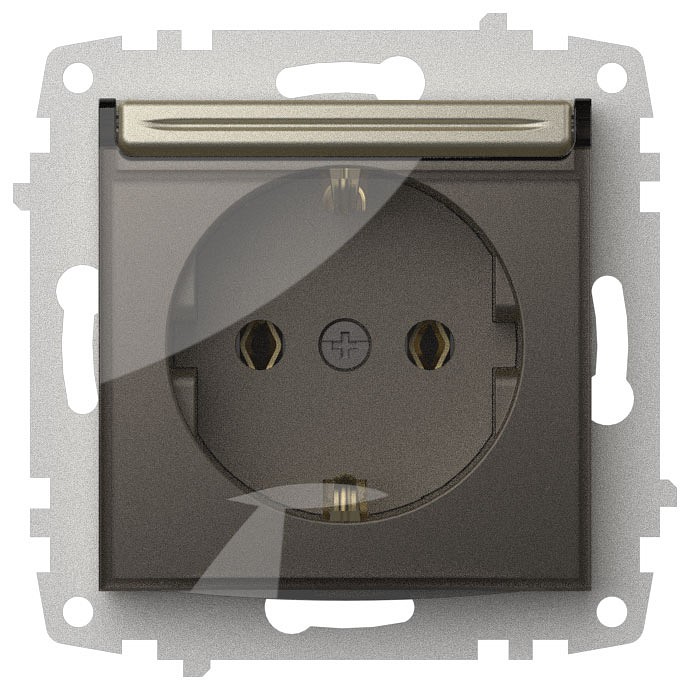Розетка с заземлением с крышкой, без рамки Elbi Eleсtriс Zena Vega 609-011400-218