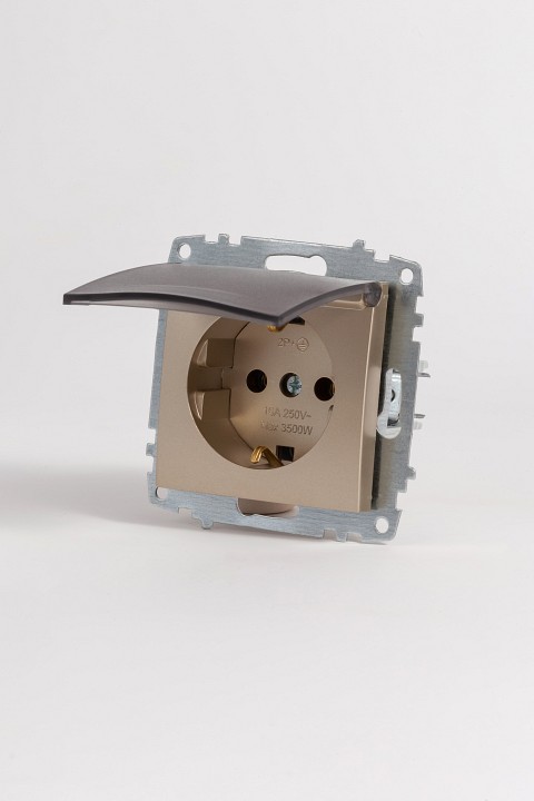 Розетка с заземлением с крышкой, без рамки Elbi Eleсtriс Zena Vega 609-011400-218