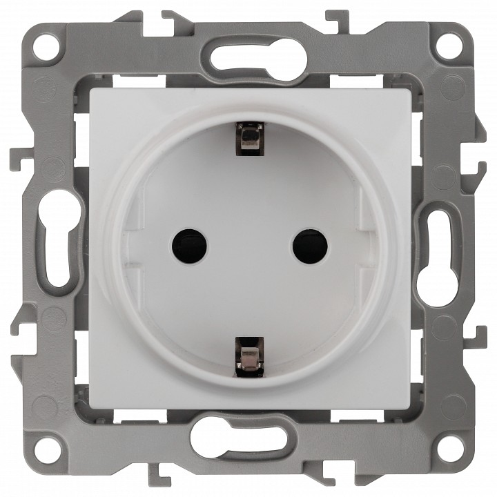 Розетка с заземлением и со шторкой, без рамки Эра Эра 12 12-2102-01