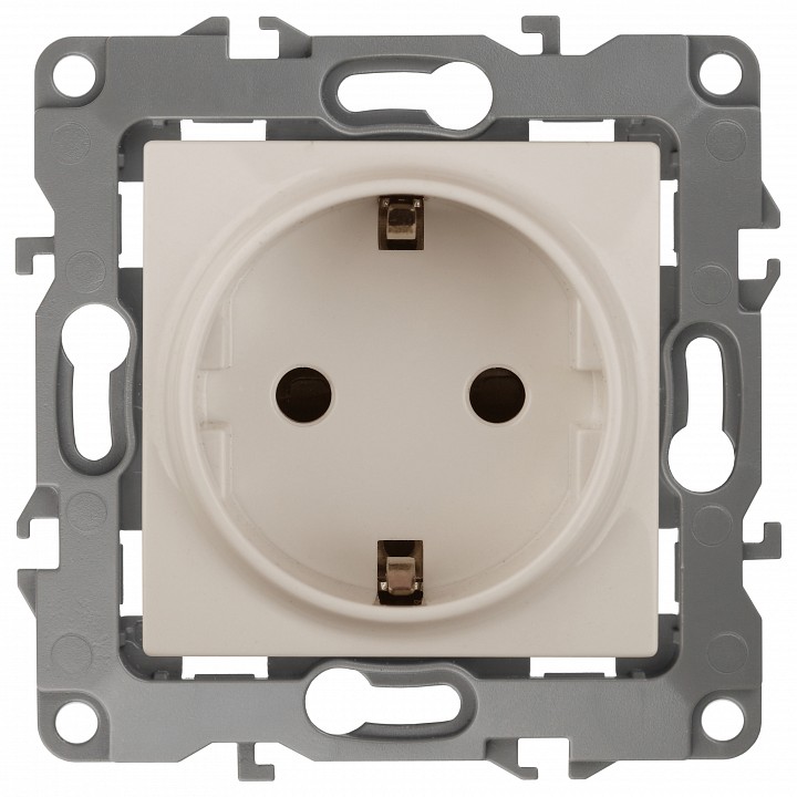 Розетка с заземлением и со шторкой, без рамки Эра Эра 12 12-2102-02