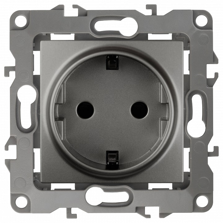 Розетка с заземлением и со шторкой, без рамки Эра Эра 12 12-2102-12