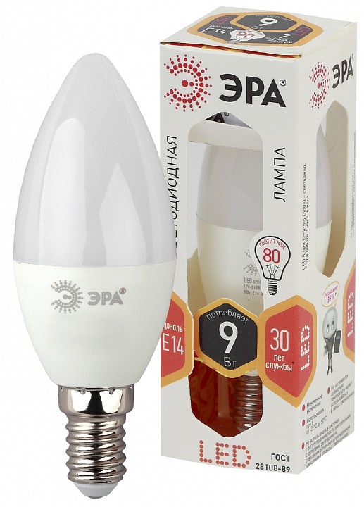 Лампа светодиодная Эра  LED B35-9W-827-E14
