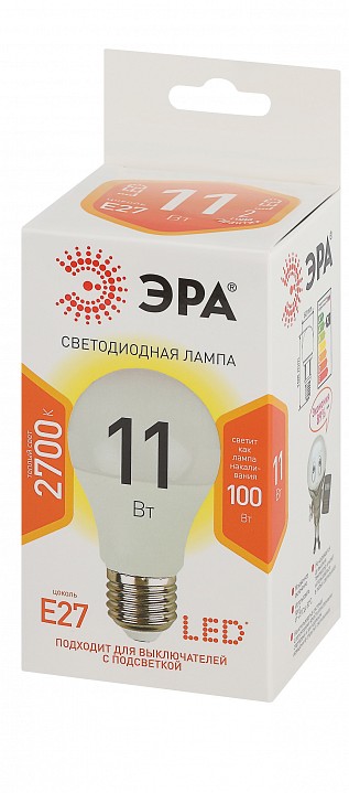Лампа светодиодная Эра Стандарт LED A60-11W-827-E27
