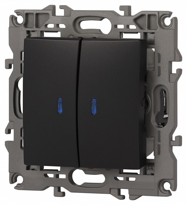 Выключатель двухклавишный с подсветкой без рамки Эра Эра Elegance 14-1105-05