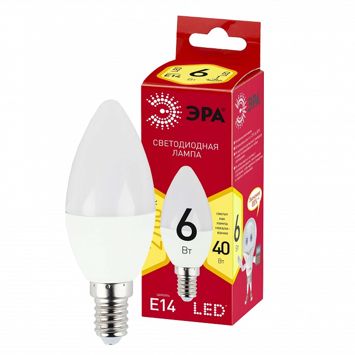 Лампа светодиодная Эра  LED B35-6W-827-E14 R