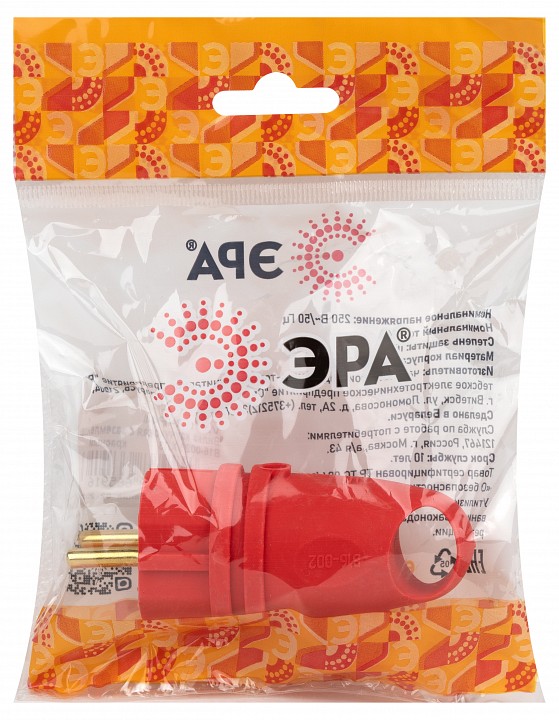 Вилка угловая с заземлением Эра  VX11-R-IP44