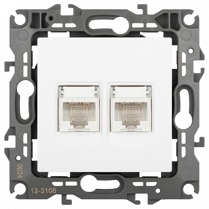 Розетка двойная Ethernet RJ-45 без рамки Эра Эра 12 12-3108-01М