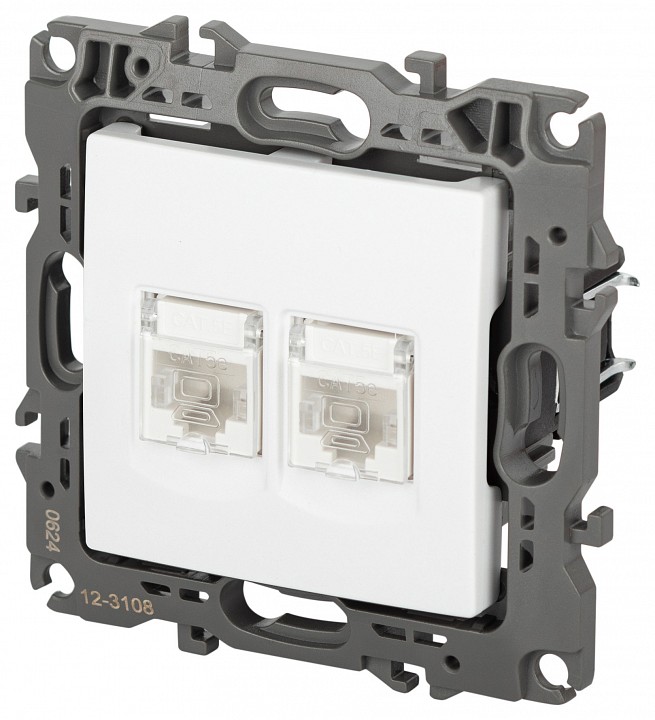 Розетка двойная Ethernet RJ-45 без рамки Эра Эра 12 12-3108-01М