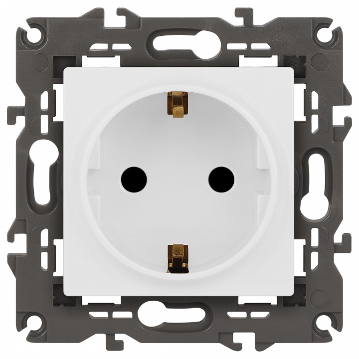 Розетка с заземлением и со шторкой, без рамки Эра Эра Elegance 14-2102-01М
