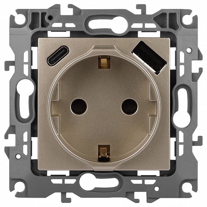 Розетка с заземлением и со шторкой и 2хUSB, без рамки Эра Эра 12 12-4108-04