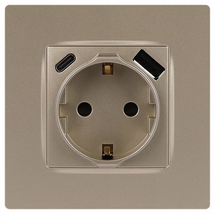 Розетка с заземлением и со шторкой и 2хUSB, без рамки Эра Эра 12 12-4108-04