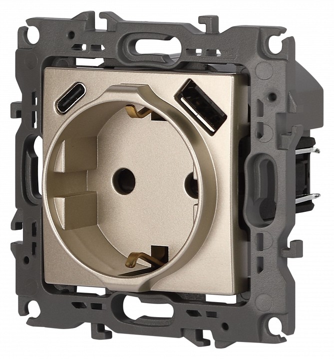 Розетка с заземлением и со шторкой и 2хUSB, без рамки Эра Эра 12 12-4108-04