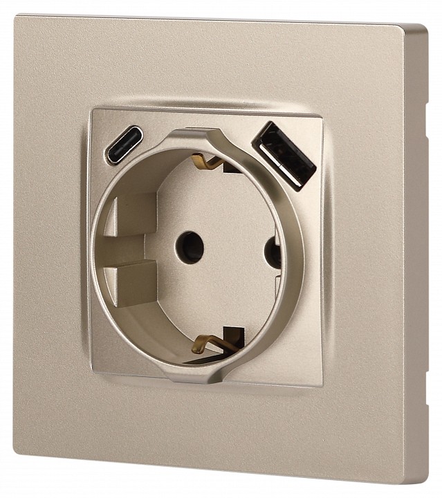 Розетка с заземлением и со шторкой и 2хUSB, без рамки Эра Эра 12 12-4108-04