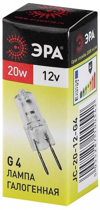 Лампа галогенная ЭРА G4 20 Вт 12 В G4-JC-20W-12V