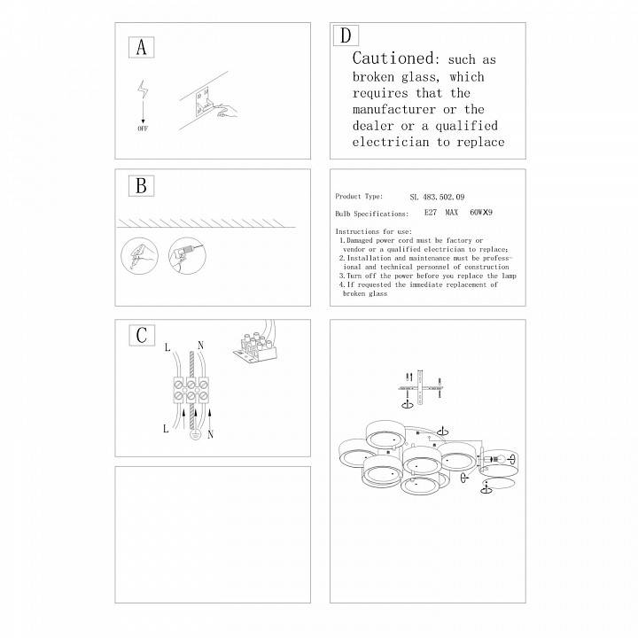Потолочная люстра EVOLUCE Foresta 9 ламп SL483.502.09