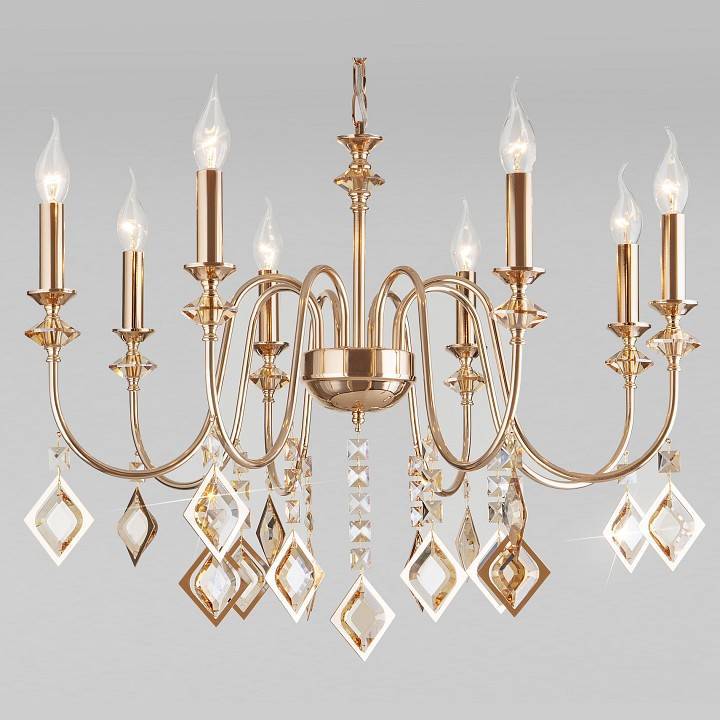 Подвесная люстра Eurosvet Telao золото тонированный хрусталь Strotskis Smart 10120/8