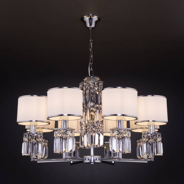 Подвесная люстра Eurosvet Zaffiro 10099/8 хром/прозрачный хрусталь Strotskis (новый абажур)
