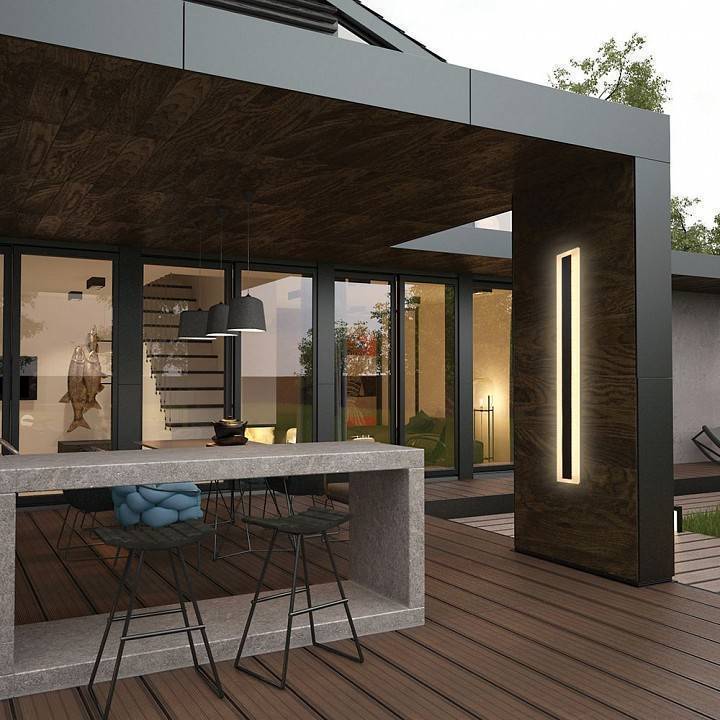 Светильник уличный светодиодный настенный Feron DH2001 Миконос 15 Вт 3000 К IP54 черный 48016