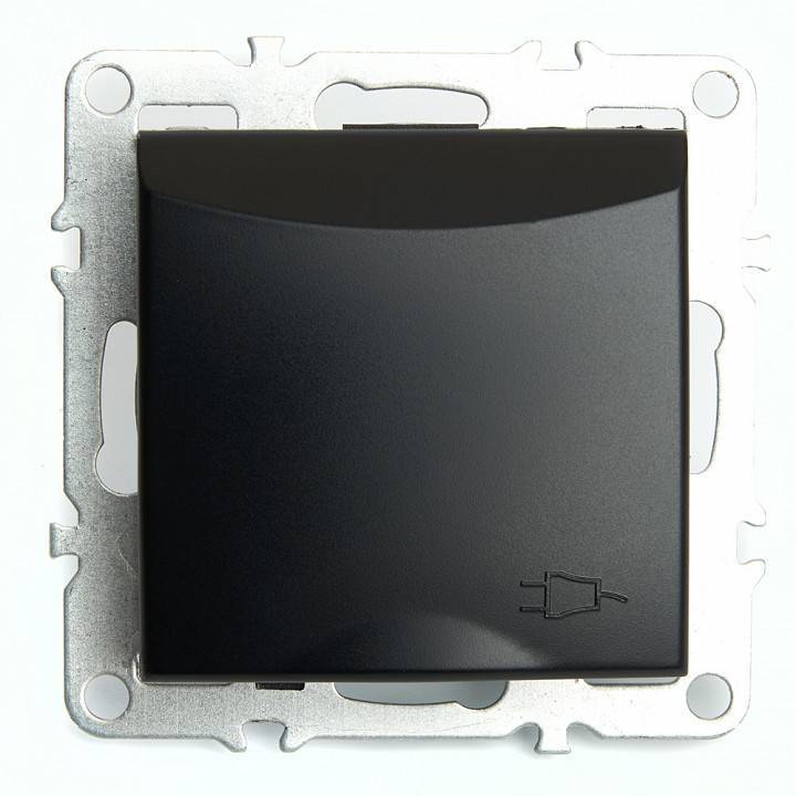 Розетка с заземлением и с шторками, без рамки с крышкой Stekker Эрна 49156