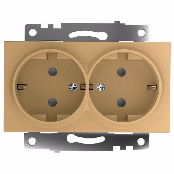 Розетка двойная с заземлением и со шторкой, без рамки Stekker Катрин 49226